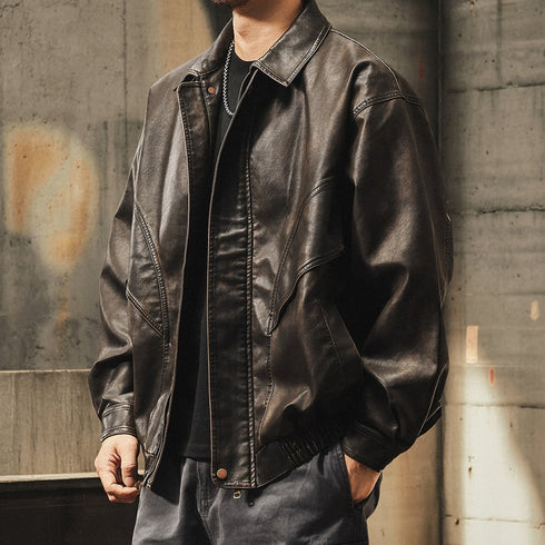 Vintage Leather-Like Blouson P1842